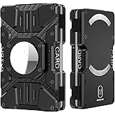 HiYouth Slim Minimalist Wallet For Men RFID Proof - Cool Mens Wallet With Airtag Holder - Smart Airtag Wallet Magnetic Card Holder - Front Pocket Metal Credit Card Wallet Stand, Black