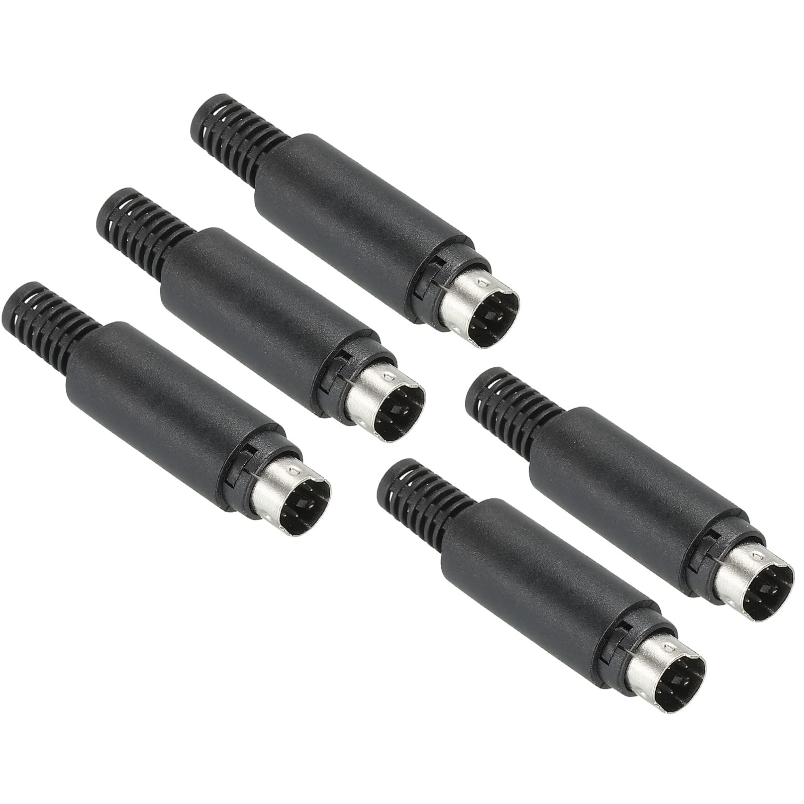 PATIKIL S-Video DIN Mini Male Socket 6 Pin Signal Transmission for TV, DVD Player Pack of 5