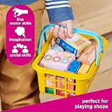 Casdon Colourful Toy Shopping Basket with Branded Food Miniatures 2+ Yellow view 3