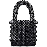 Miuco Womens Beaded Handbags Handmade Weave Crystal Pearl Tote Bags
