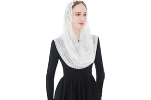 Wgior Soft Infinity Catholic Church Veil Lace Chapel Veils Latin Mass Head Covering Scarf Mantilla