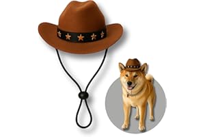 Pawcratean Adjustable Dog Cowboy Hat – Funny Western Photo Prop for Small & Medium Pets (Cowboy Style)