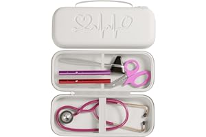 LUREMADE Hard Shell Stethoscope Case for 3M Littmann Classic III, Cardiology IV, MDF, EKO - Nursing School Essentials, Nursing Student Gifts, Nurse Stethoscopes Accessories for Work, White