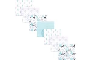 Hudson Baby Unisex Baby Cotton Flannel Receiving Blankets, 7-Pack, Linocut and Woodland Neutral, One Size