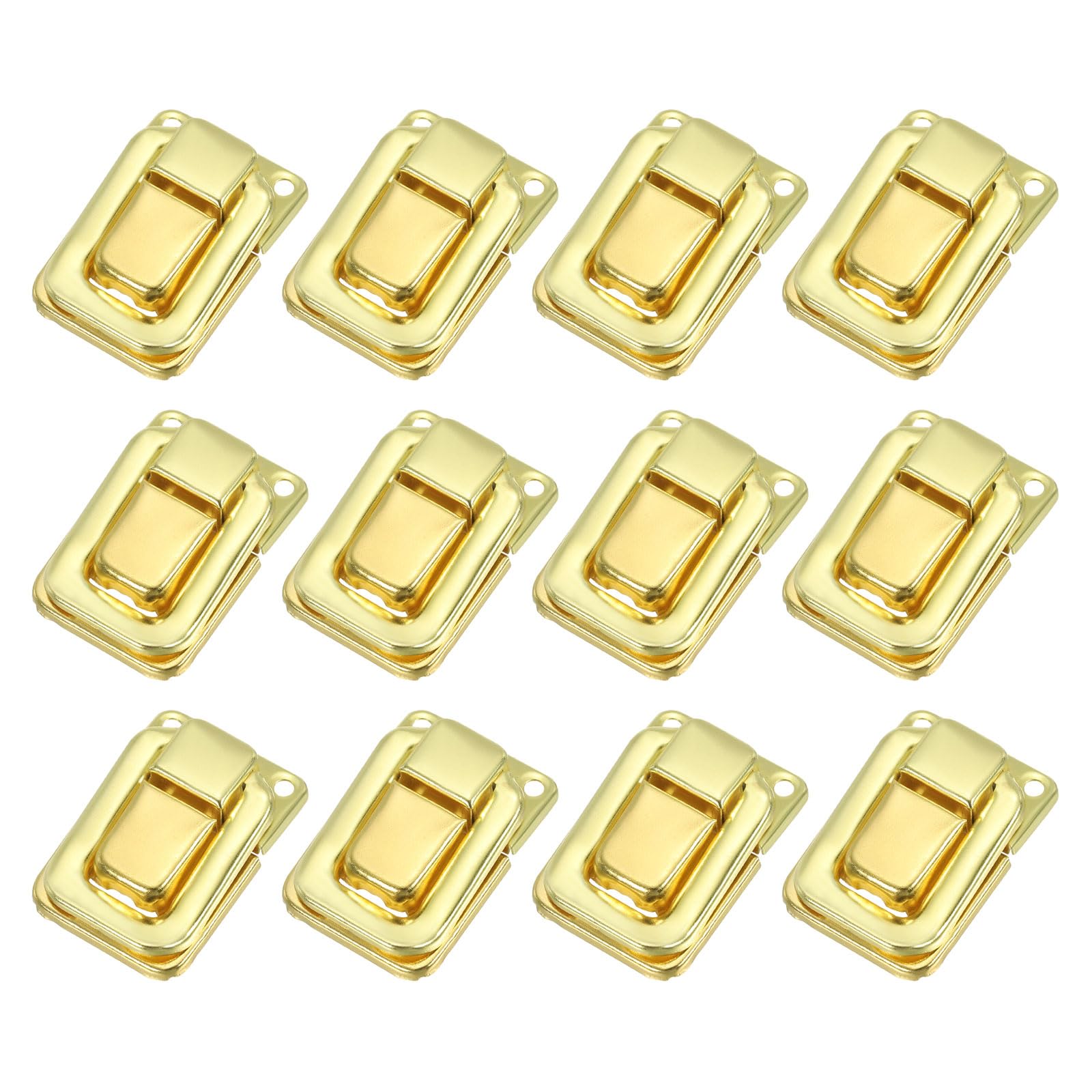 PATIKIL Toggle Catch Lock 1.4" x 0.9", 12 Pack Metal Buckle Hasp Lock Latch Clasp for Jewelry Box Wooden Case Decoration, Gold