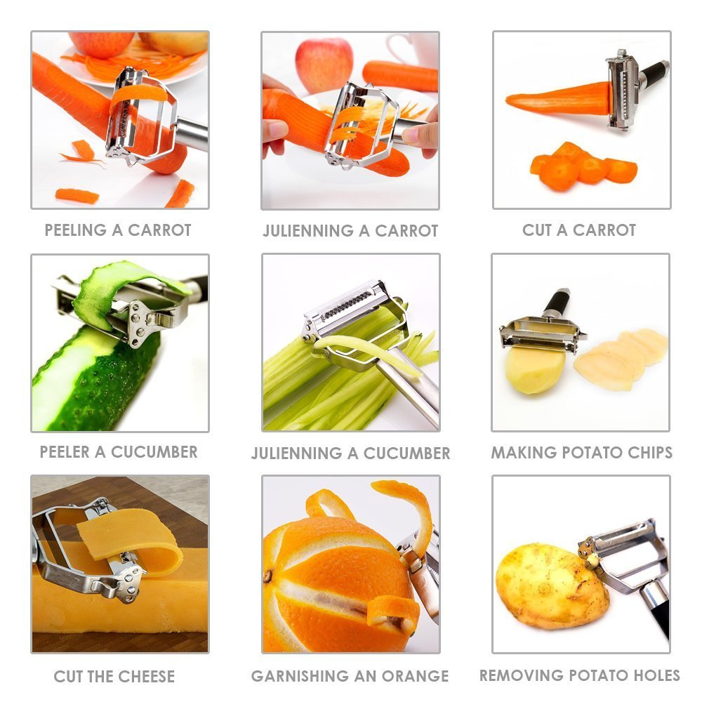 Stainless Steel Potato,Carrot,Cheese,Cucumber Peeler Grater Julienne Slicer Home Kitchen Tool for Fruit and Vegetable