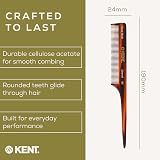 Kent Handmade 190mm Tail Comb A 8T Cellulose Acetate Fine Hair Sectioning view 6