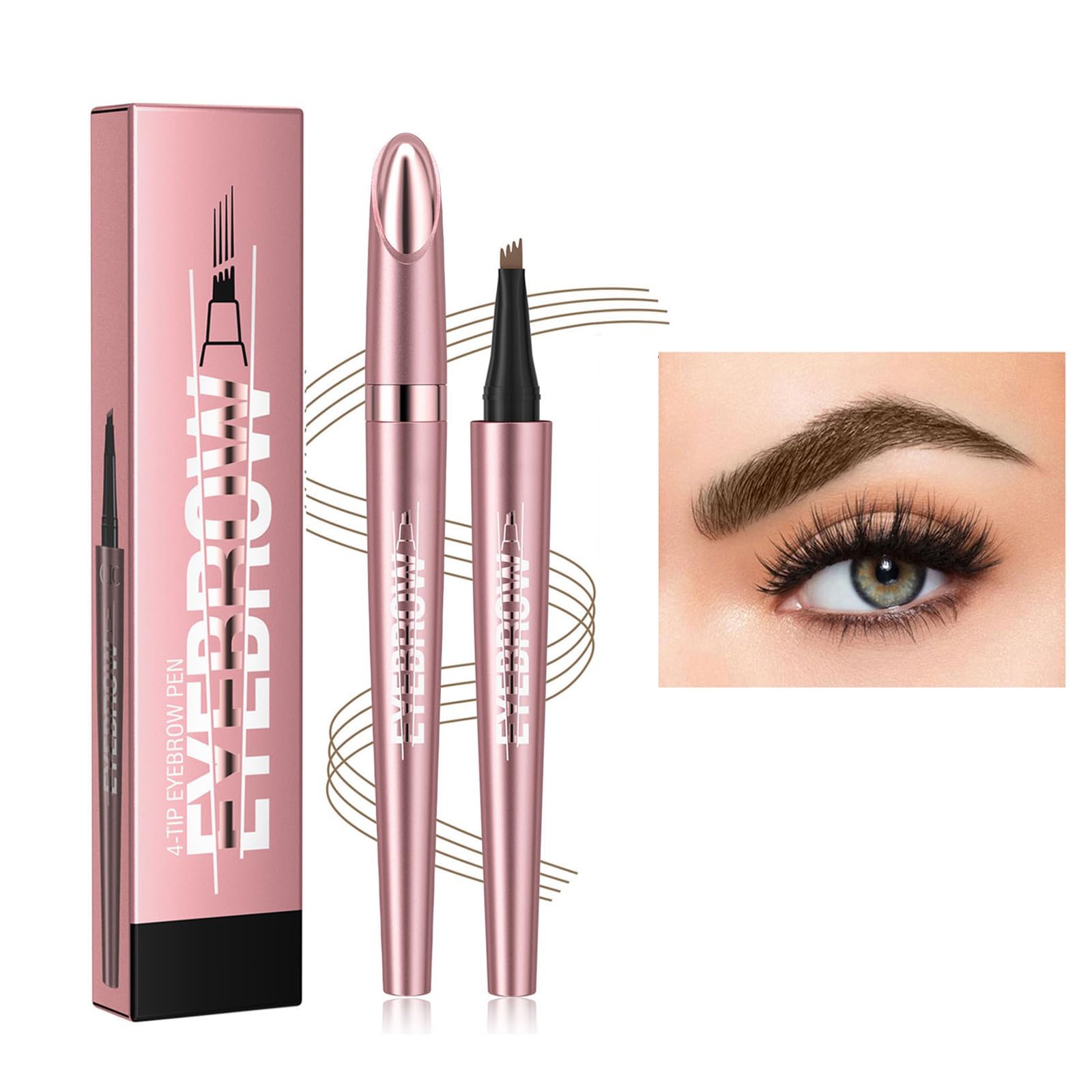 Weixinbuy Microblading Eyebrow Pen - Long-lasting, 4D Four-Tip Waterproof Eyebrow Pencil, Liquid Eye Brow Pencil Smudgeproof Easy to Use for Fine Natural Strokes (Light Brown)