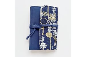 Lotus Yarns Durable Circular Needle Storage Case, Embroidery Box with 13 Cotton Fabric Organized Pockets, Ideal for Knitting 