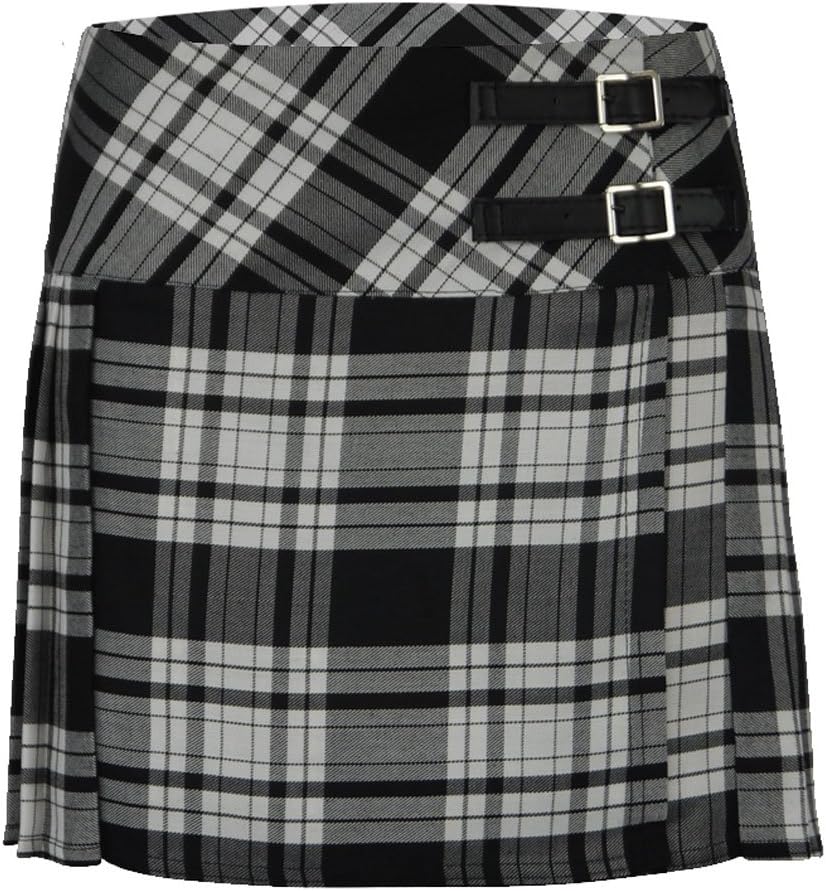 NewGo Collection Ladies Womens Tartan Pleated Billie Kilt Skirt Leather Buckled Straps UK 6-16
