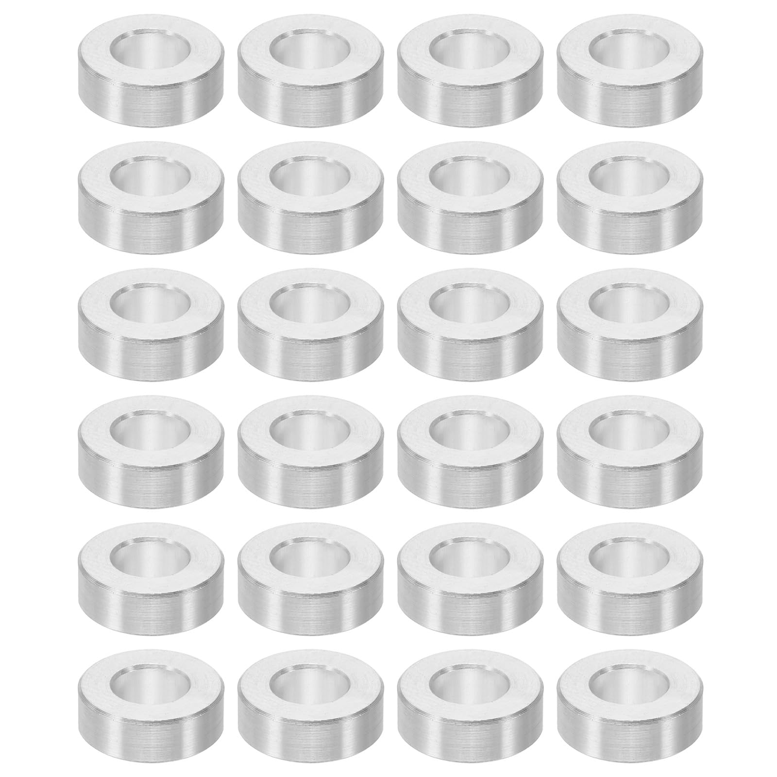 PATIKIL M6 Aluminum Spacers, 24 Pcs Metal Spacers Aluminum 6.2mm ID x 12mm OD x 4mm l Aluminum Spacer Screw Standoff Round for 1/4 or M6 Screw Bolts