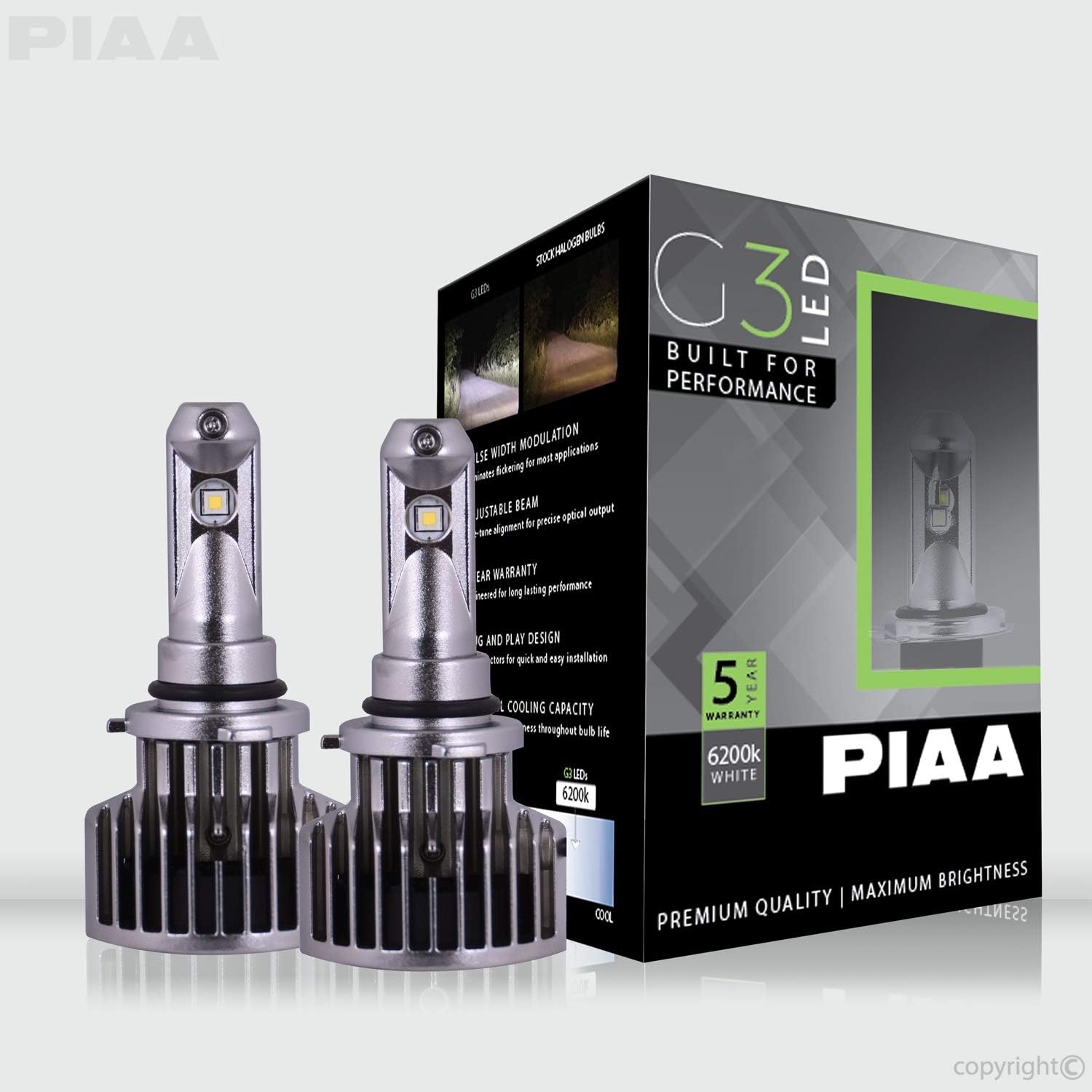 PIAA 26-17495 9005 G3 LED Bulbs, 6200K-12/24V 23W-Twin Pack, 2 Pack