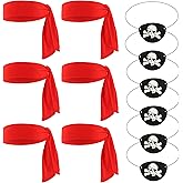 Chanaco 12Pcs Pirate Accessories Costume Women Pirate Bandana Supplies for Men Eye Patches and Headband Outfit Party Favors for Cosplayer
