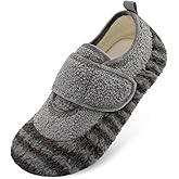 JOINFREE Slippers for Women Men Wide Fit Cozy Indoor House Slipper Socks Non-Slip Thin Rubber Sole Barefoot Slip-on Winter Shoes Adjustable for Diabetic Swollen Edema Feet