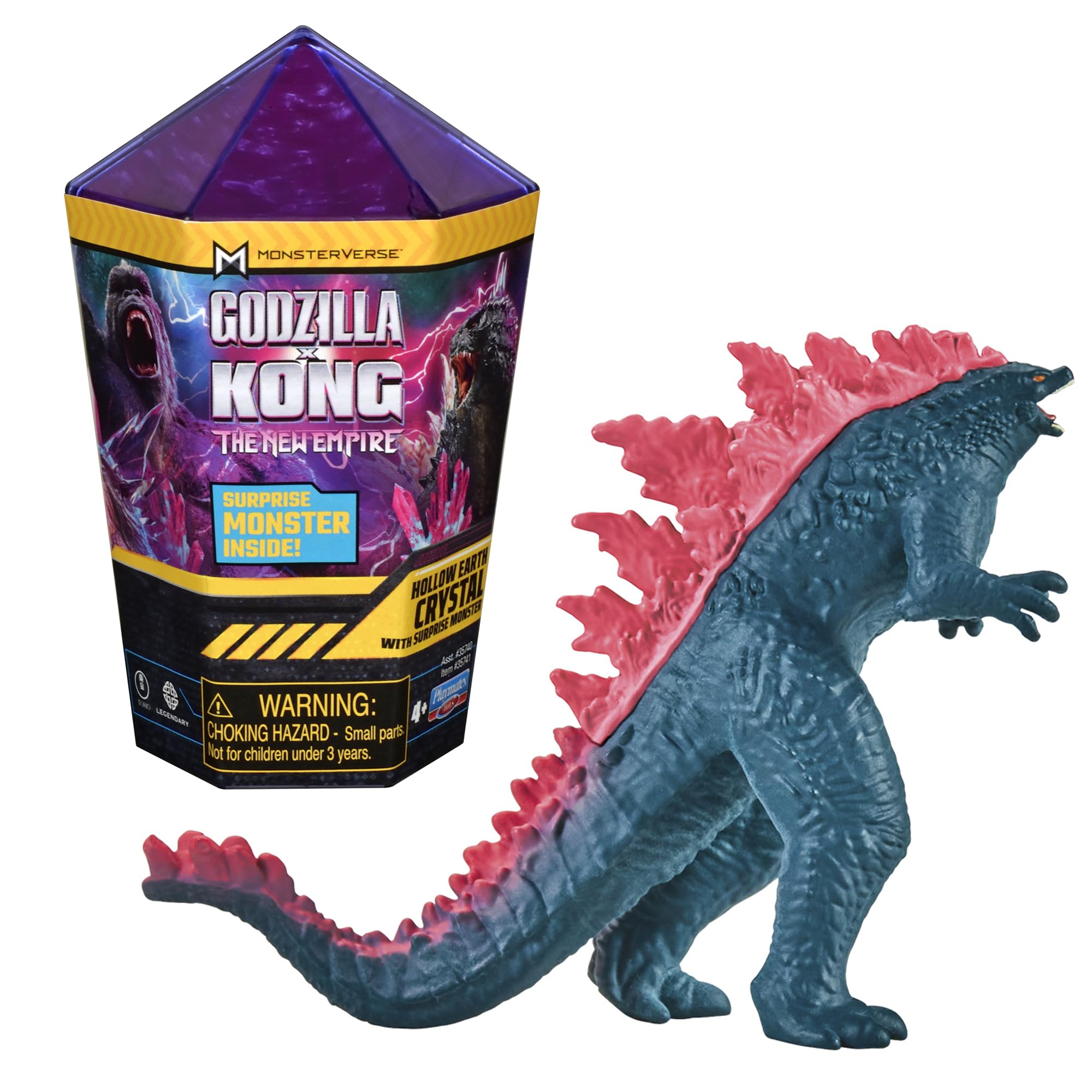 MonsterVerse Godzilla x Kong: The New Empire, 4.5 Inch Hollow Earth Crystal Action Figure Toy with 2 inch Mini Surprise Figure, Iconic Collectable Movie Characters, Suitable for Ages 4 Years+
