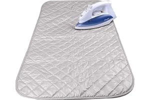 SANSEENIA Magnetic Ironing Mat Blanket Ironing Board Replacement, Iron Board Alternative Cover, Portable Travel Ironing Pad, Quilted Heat Resistant Ironing Pad Cover for Washer, Dryer, Table Top 33"X 19" (Gray)