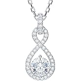 THELANDA Genuine Moissanite Sterling Silver Classic Vertical Infinity 1.2 Carat Pendant Necklace, Adjustable 18-20 Inch Chain with Lobster Clasp, Elegant Jewelry Gift for Women