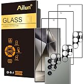 Ailun Screen Protector + Camera Lens Protector for Galaxy S24 Ultra | 3+3 Pack, 6.8 Inch, Tempered Glass, Fingerprint Unlock,