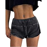 SOLY HUX Women's Drawstring Elastic Waist Skinny Vintage Washed Summer Going Out Mini Shorts