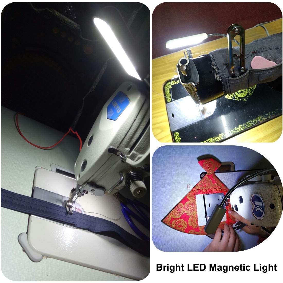 Sewing Machine Light LED Flexible Gooseneck Work Lamp with Magnetic Mount Base for Workbench Lathe Drill Press