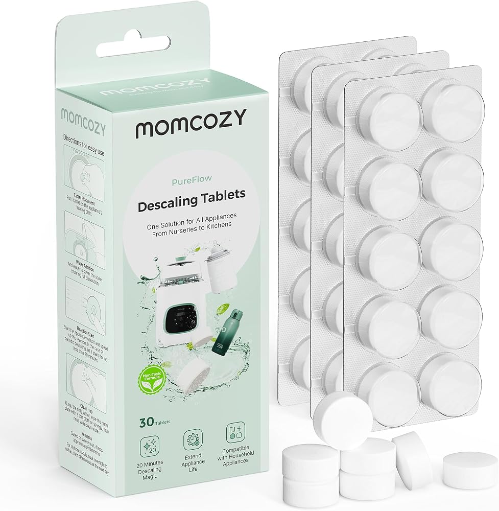 Momcozy Official Descaling Tablets Bottle Washers, 30 Tablets | Descaler for Milk & Limescale Removal, Compatible with All Mo