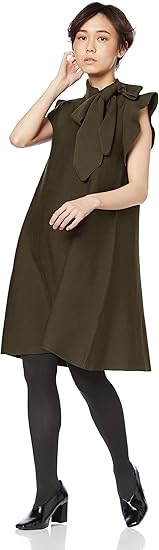 Amazon Co Jp ファーファー ボウタイニットワンピース Rwno レディース Grn 日本 F Free サイズ 服 ファッション小物