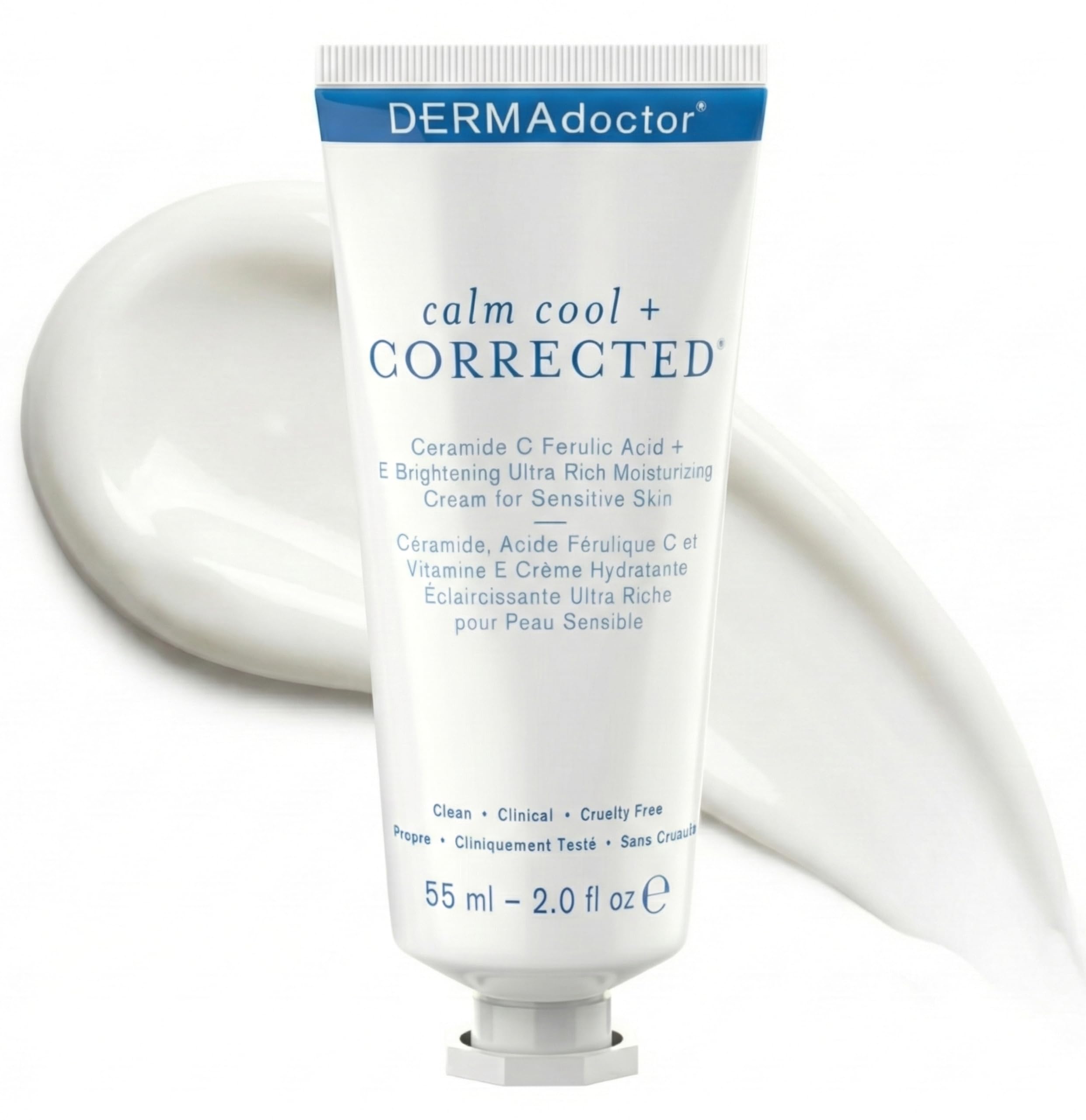 DERMAdoctor Ceramide Cream with Vitamin C E + Ferulic Acid | Barrier Repair Moisturizer for Face; Dermatologist Formulated Fragrance Free Age Fighting Face Cream for Sensitive Skin - 55 ml