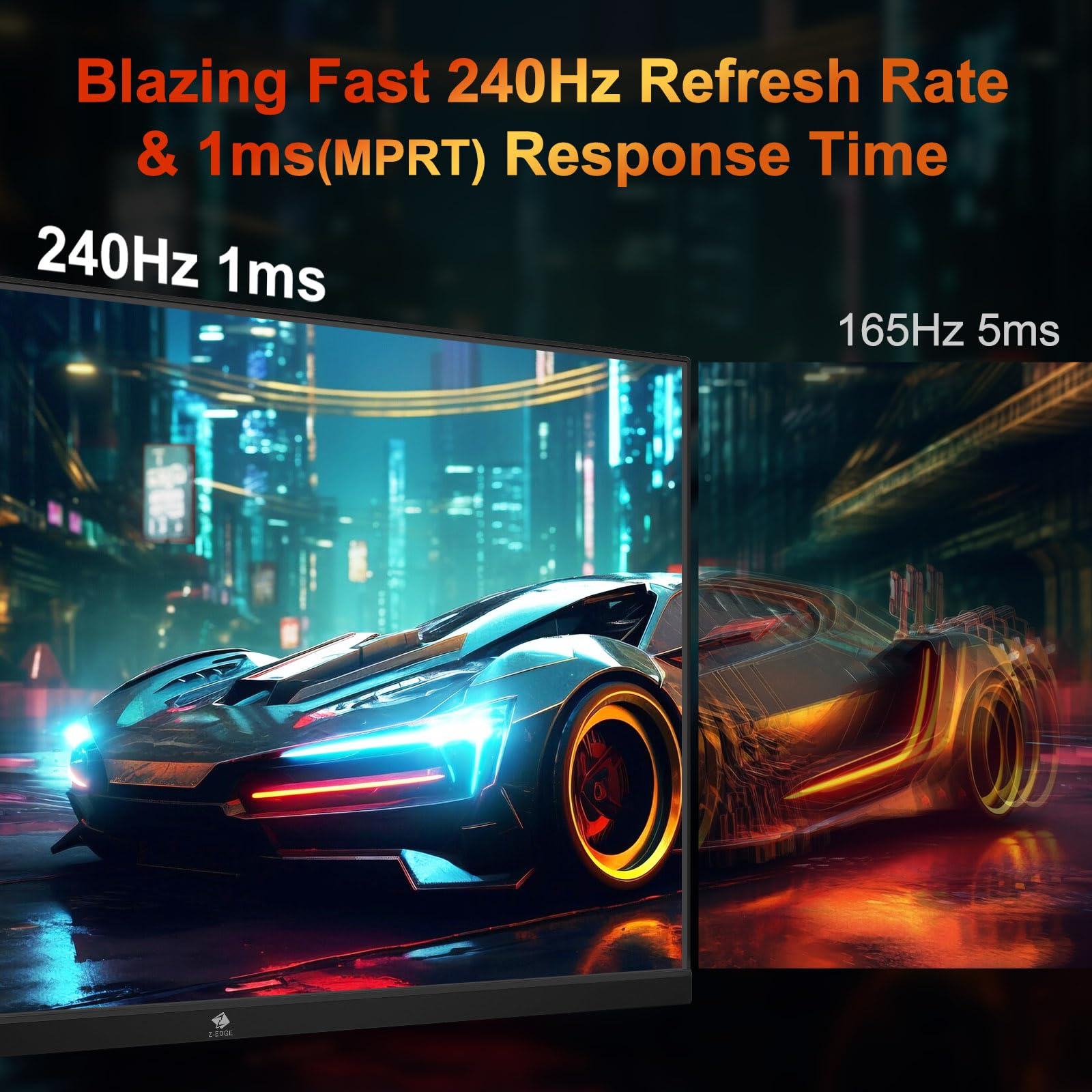 Z-Edge 24.5 inch 240Hz 165Hz 144Hz Gaming Monitor, FHD 1080p, MPRT 1ms, VA Monitor Gaming, 350nits, 16.7M Colors, 5000:1 Contrast, UG25I Frameless Bezel, DP x1, HDMI x2