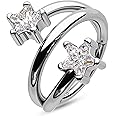 CM Crareesi Mania Star Helix Earrings 316L Surgical Steel Cartilage Earrings 16Gauge Helix Hoop Jewelry Double Helix Piercing Jewelry for Women
