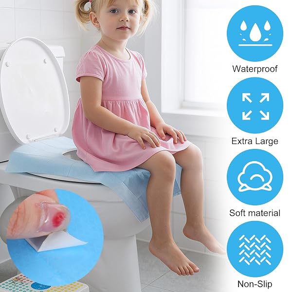 COMNICO 120 PCS DISPOSABLE TOILET SEAT COVERS, INDIVIDUALLY WRAPPED DISPOSABLE SEAT COVERS PORTABLE NON-SLIP LINERS TRAVEL ACCESSORIES FOR ADULTS TRAVEL HOME HOTEL HOSPITAL