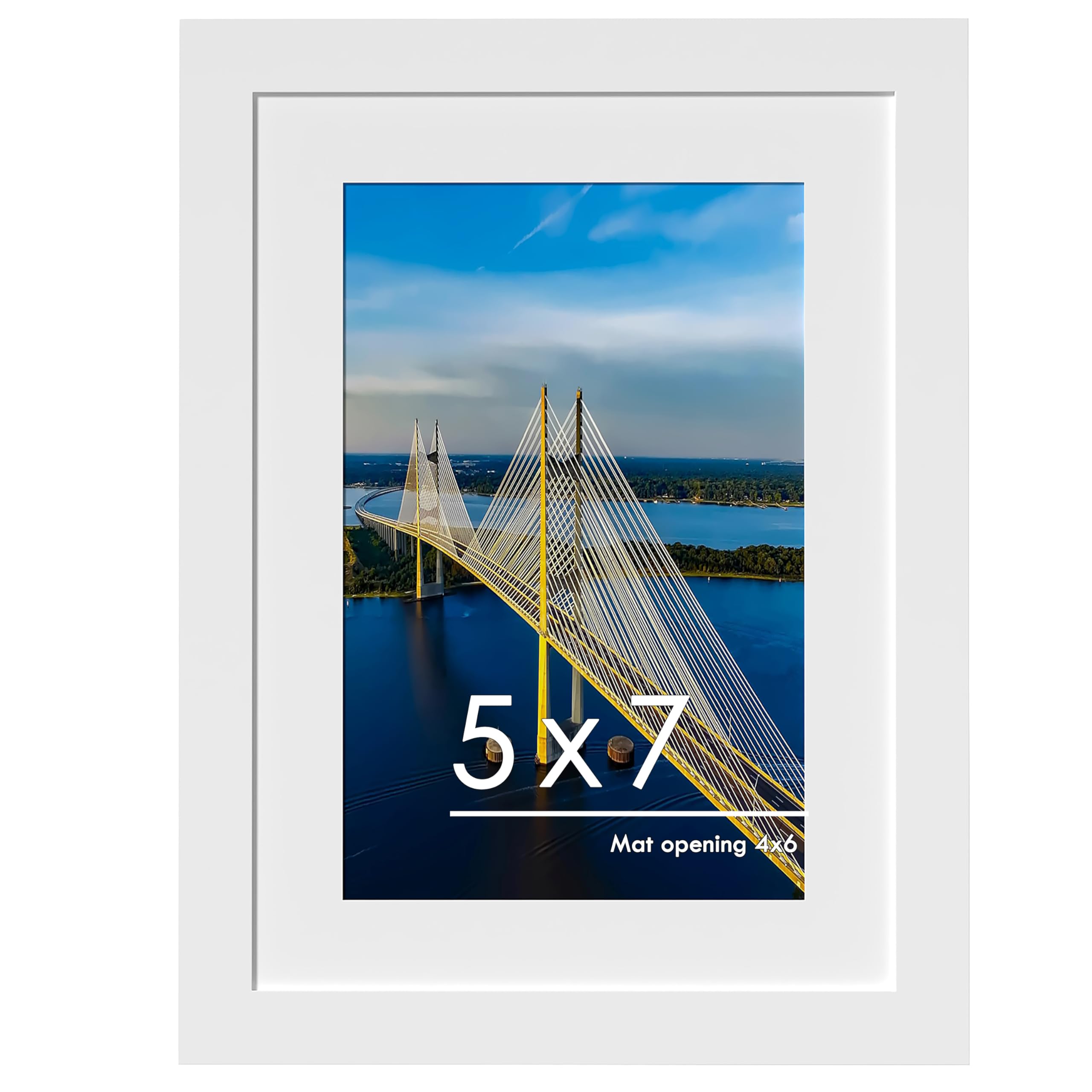 Photo 1 of PEALSN 5x7 Picture Frame, Display Pictures 4 x 6 with Mat or 5 x 7 Without Mat for Wall Mounting Display, Photo Frames, White.