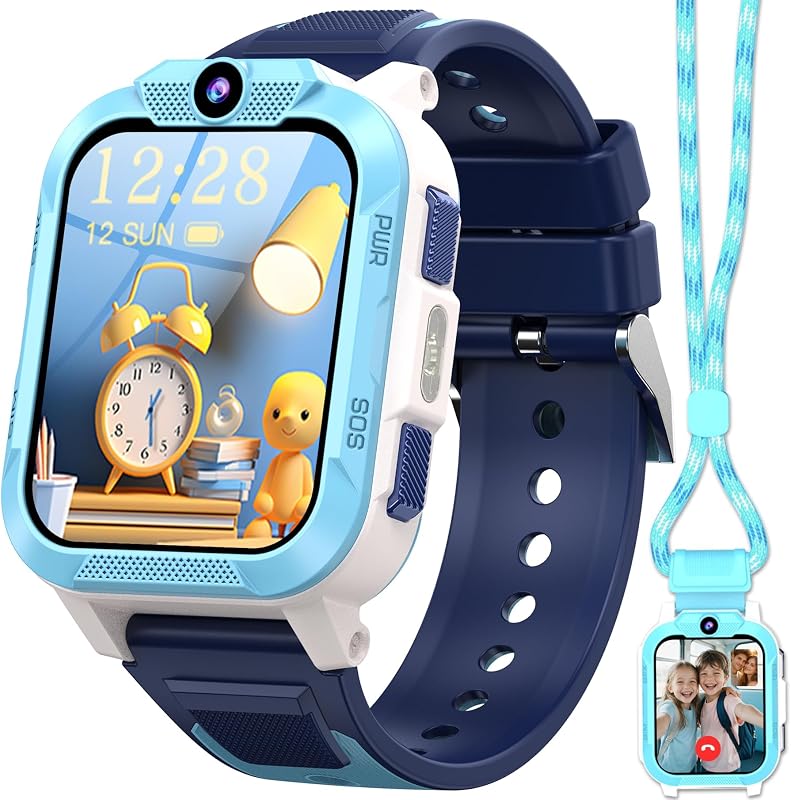 Reloj Inteligente Niño con Videollamada,4G Smartwatch Niño con Videollamada y GPS,SOS, Chat de Voz, Modo Escuela,Batería 850mAh,Podómetro,Despertador,IP68,Juegos,Regalo Ideal para Niños de 4-12 Años