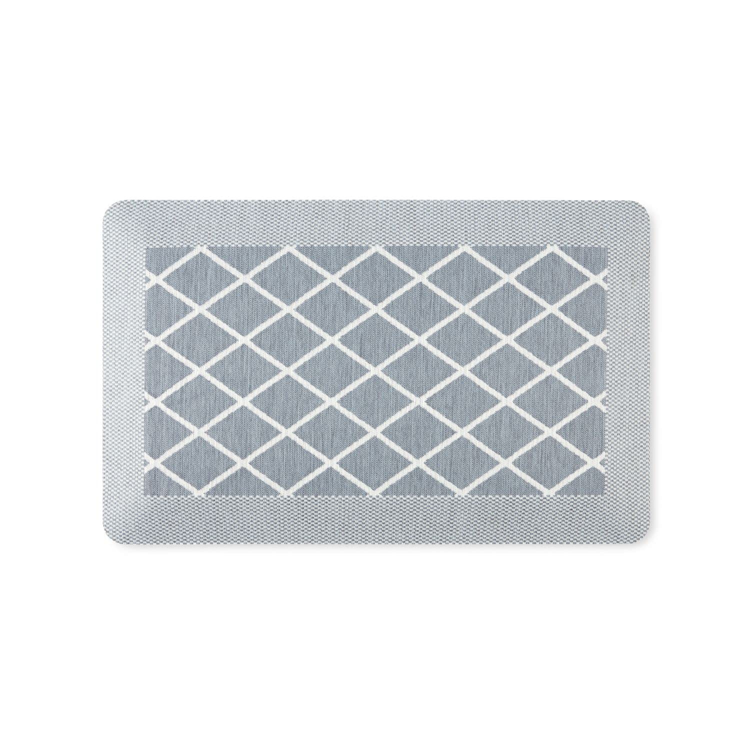 Martha Stewart Miles Modern Diamond Anti-Fatigue Air-Infused Kitchen Mat, Blue, 19.6