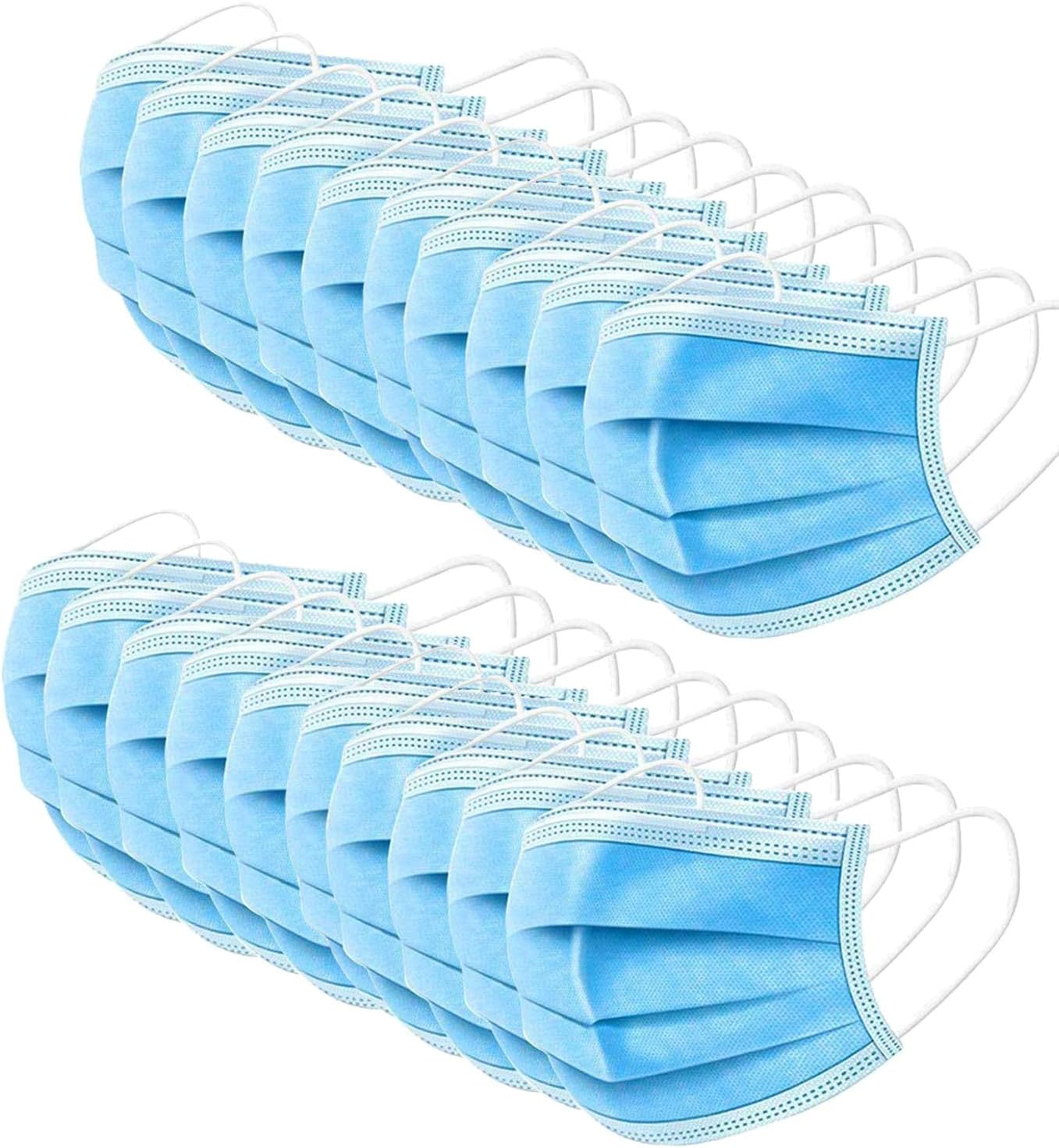 20 pcs Face Masks Disposable 3 Layers Dustproof & Water Mask Facial Protective Cover Mask