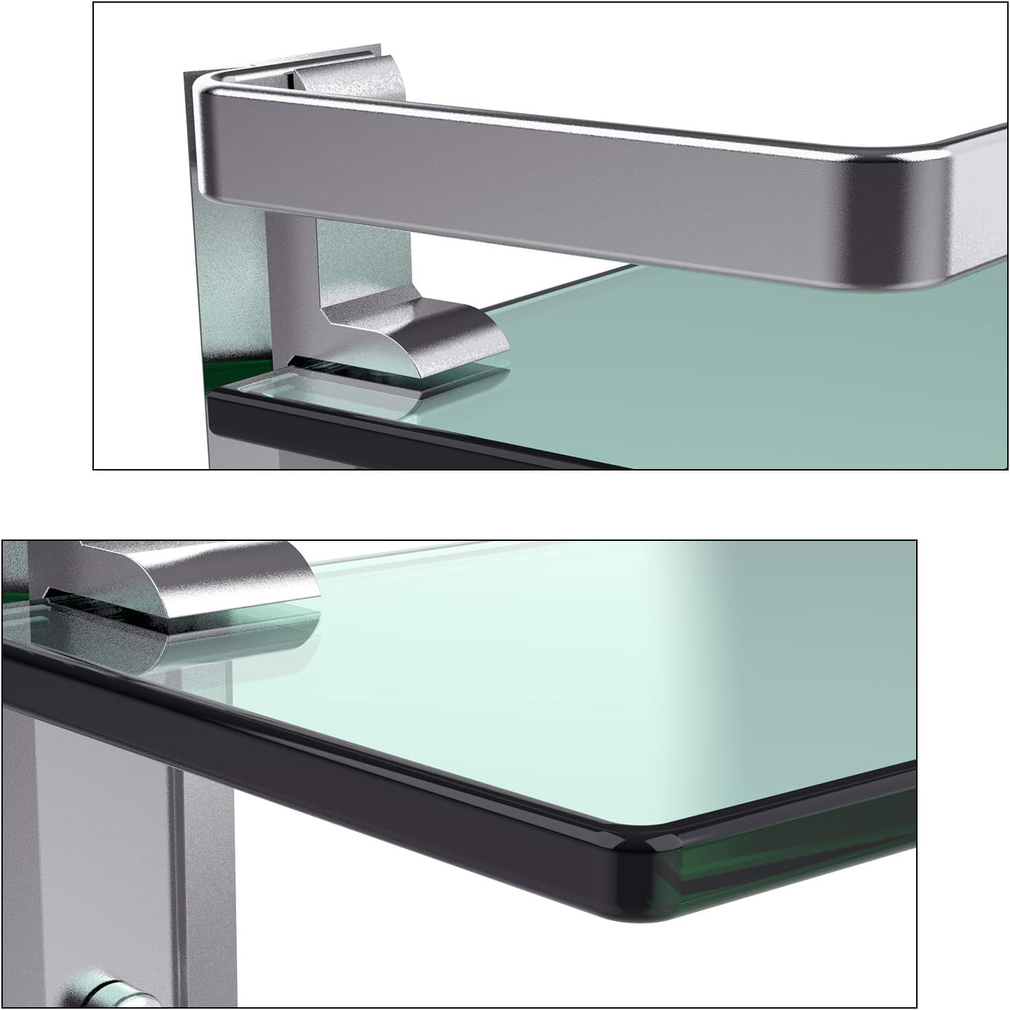 GeekDigg Bathroom Shelf, Tempered Glass Floating Shelves Wall Mounted Storage Shelves with Towel Bar (1 Tier): Kitchen & Dining