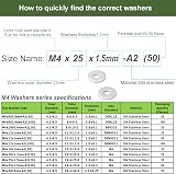 AMLOOPH M4 x 25mm Stainless Steel Washer 304 1.5mm Thick 50 Pack view 3