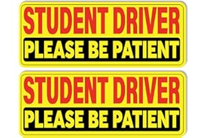 BLISS MONKEY CO. (2 Pack) Student Driver Sticker - New Driver Sticker - Student Driver Sticker for Car (Non Magnetic) - 10 x 4" Easily Removable - New Driver Sticker for Car - Please Be Patient Student Driver Sticker