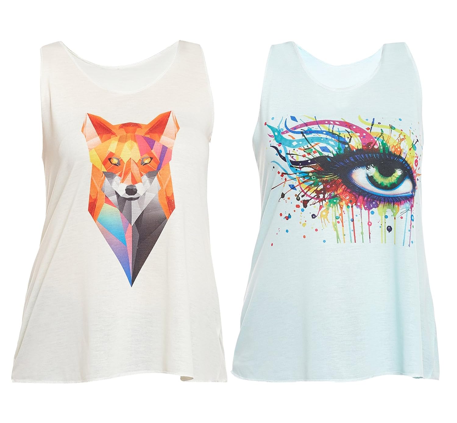 vimal cream, green printed tank tops for women(pack of 2)