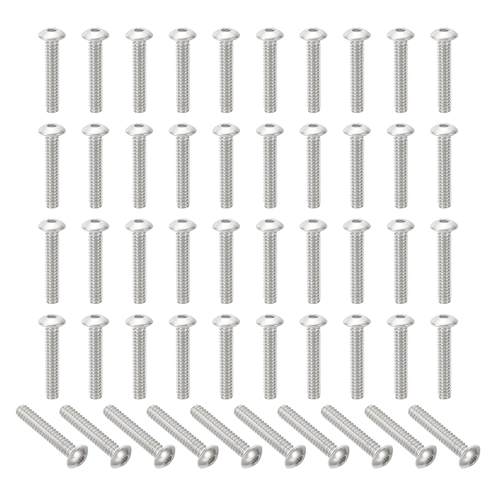PATIKIL #6-32x3/4" Button Head Socket Cap Screws, 50 Pcs 304 Stainless Steel 18-8 Socket Cap Screw Bolts Allen Hex Drive Full Thread UNC