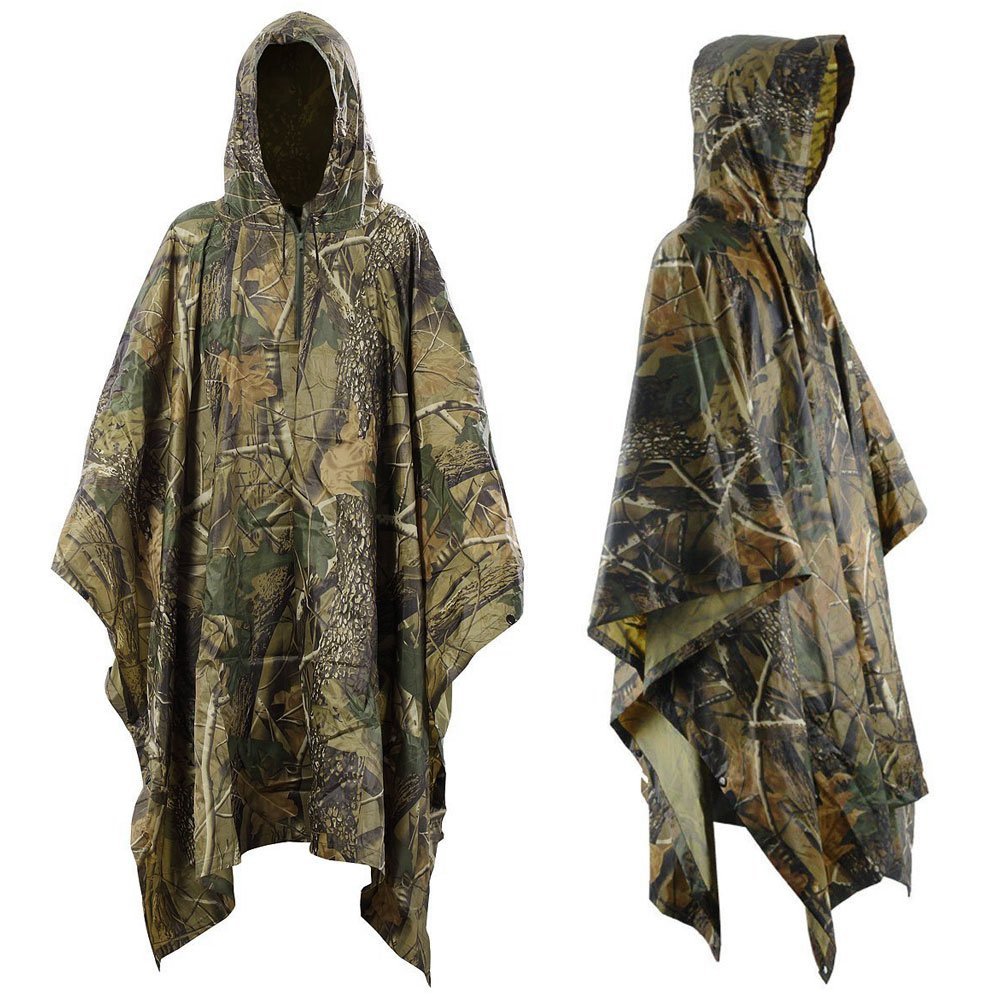 Waterproof Rain Cape Raincoat, Infreecs Rain Poncho for outdoor Camping Military cycling traveling, Hooded Rainwear with Emergency Grommet Corners for Shelter Use