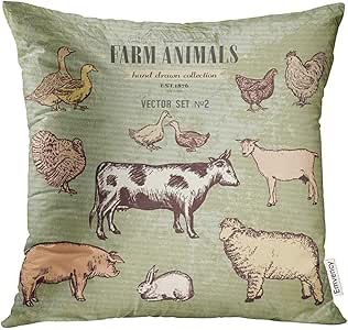 shizh Retro Animales de Granja Colección Vintage Vaca Cerdo Cabra Oveja