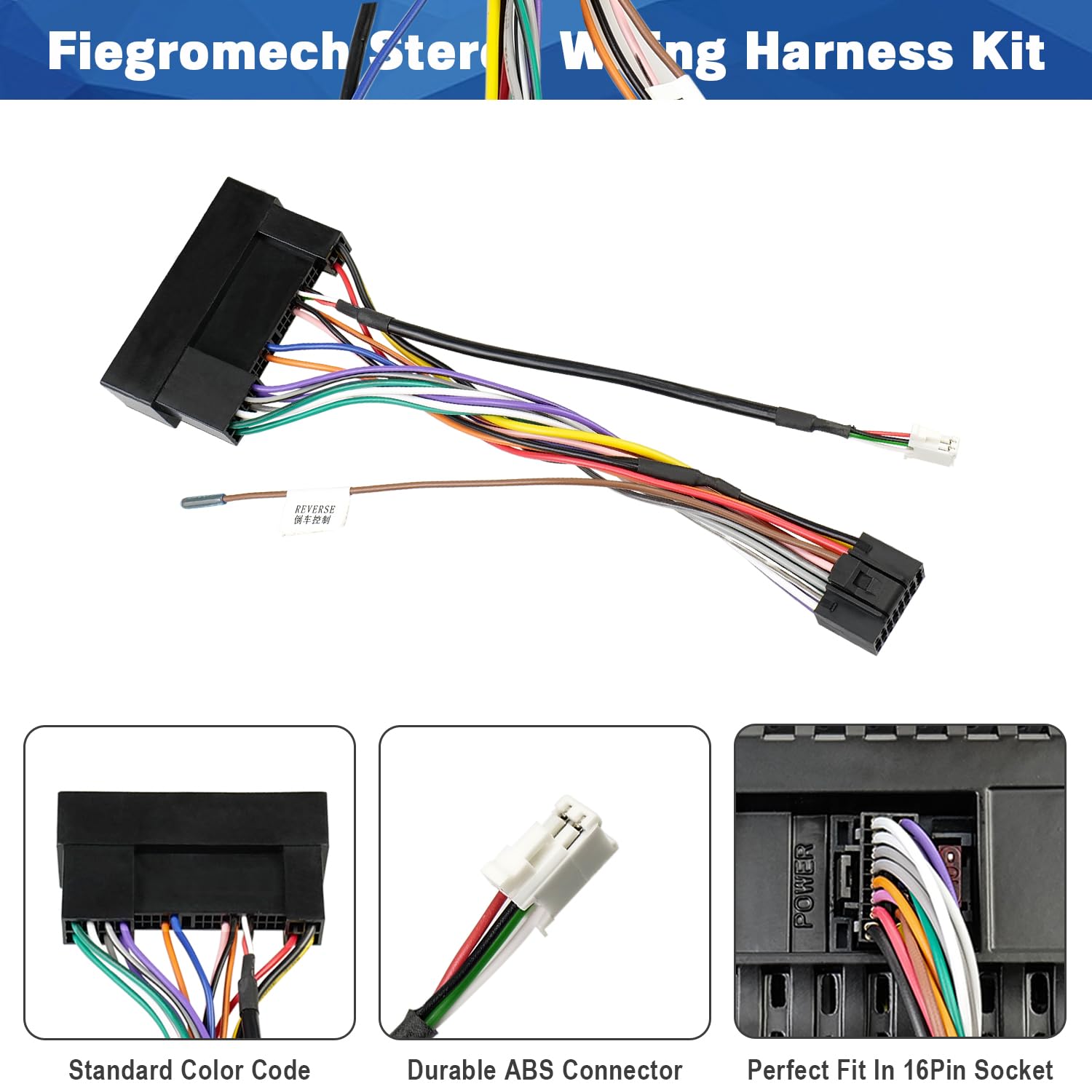 thumbnail interactive-video image 1 of 16-Pin ISO Car Radio Adapter Cable For Sony Stereo – Universal Replacement Wiring Harness 1 of 6