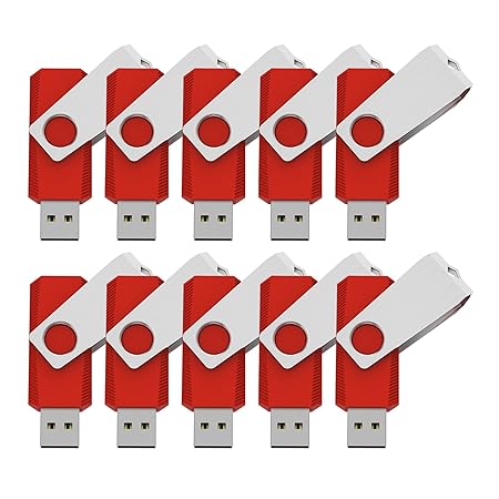 KEXIN 10 Stück USB Stick 2GB USB 2.0 Speicherstick USB Memory Flash Drive (2GB*10PCS, Rot)