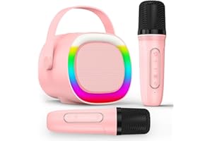 LENRUE Karaoke Machine for Kids with Wireless Microphone, 4 Magic Voices, Colorful Light, Karaoke for Girls Boys, Best Birthday Gifts for Kids 4, 5, 6, 7, 8, 9, 10, 11, 12+ (2 MIC)