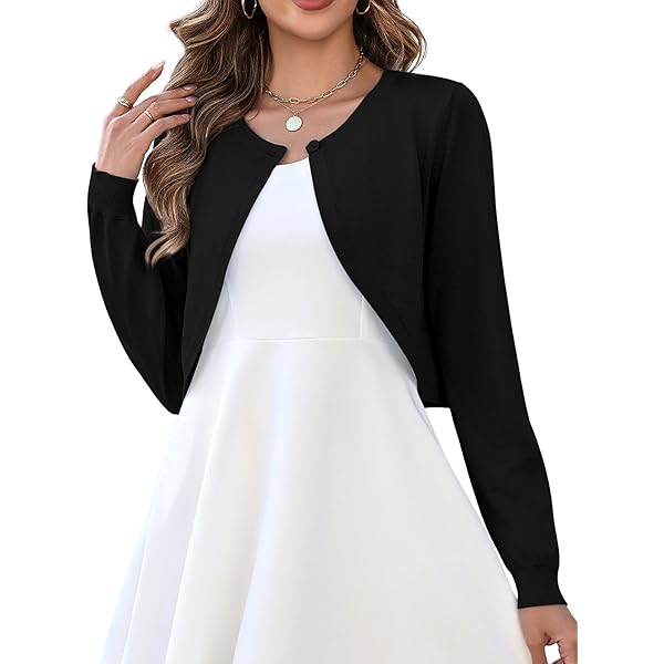Amazon.com: GORAIS Women Bolero Shrug Black Long Sleeve Evening Jacket Open  Front Prom Cardigan for Dresses : Clothing, Shoes & Jewelry