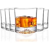 LUXULISH Whiskey Glasses Set of 6 with Unique Raised Mountain Base, Premium Crystal Bourbon Scotch Glass for Men Dad, Solid Old Fashioned Glass Lowball Glasses Rocks Glasses -12Oz