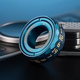 Stellar D20 Dice Ring &ndash; Spinning Dice | DND RPG Tabletop Toy | Premium CNC Brass Adjustable Click Ring (Nebula Blue)