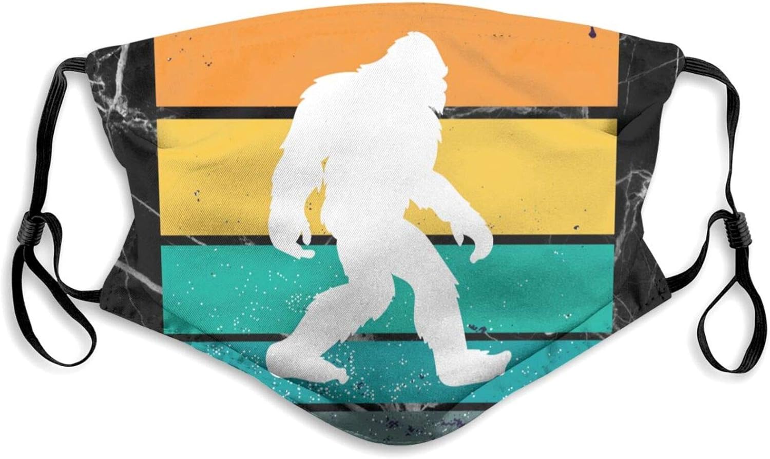 Funny Vintage Retro Bigfoot Sasquatch Adjustable Face Mask Fabric Black