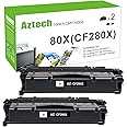 Aztech Compatible CF280X Toner Cartridge Replacement for HP 80X CF280X 80A CF280A Pro 400 M401A M401D M401N M401DNE MFP M425DN (Black, 2-Packs)