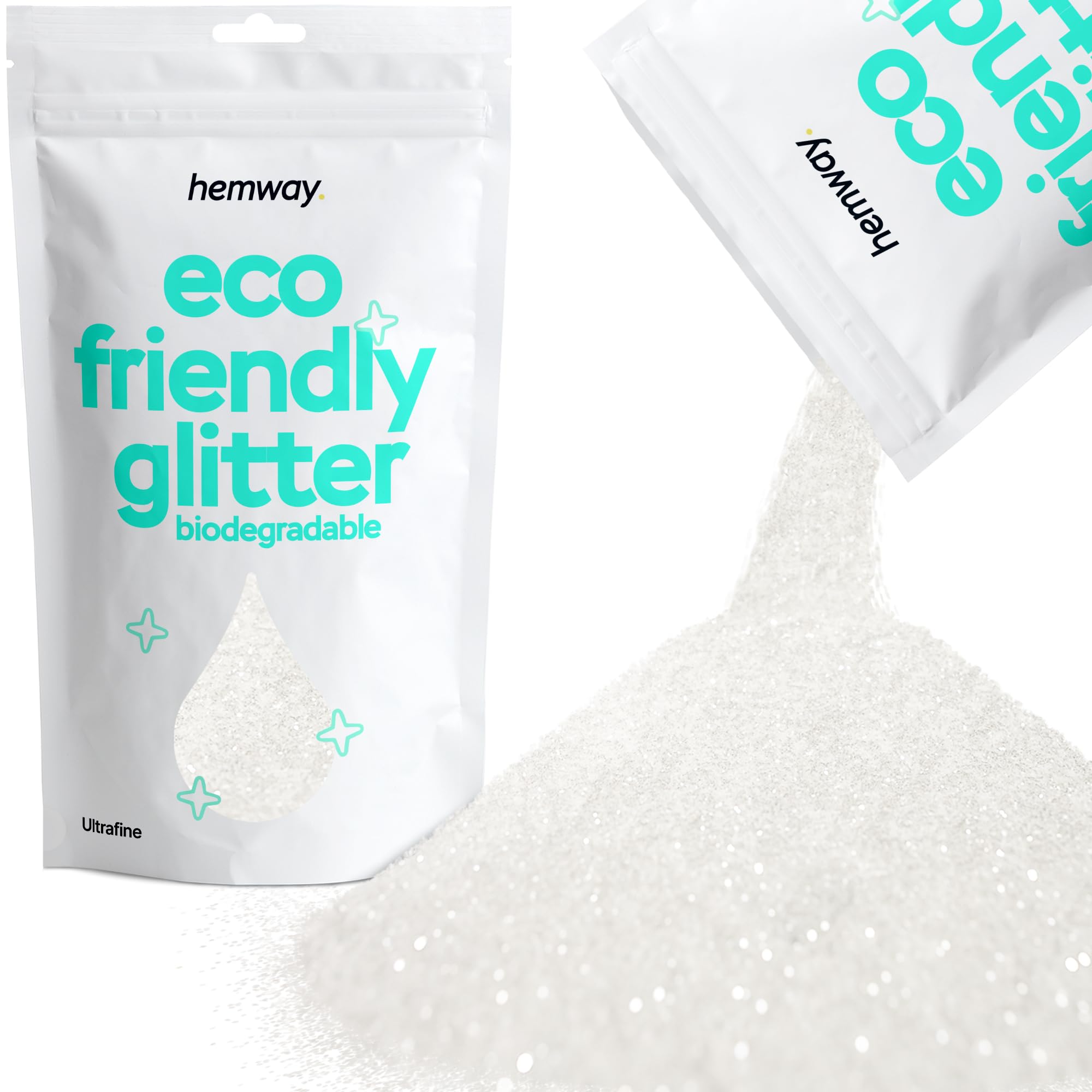 Eco Friendly Biodegradable Glitter | White Iridescent - Ultrafine 100g, Plant Based, Biodegradable Glitter for Craft, Face, Hair, Nail, Body and Festival - Hemway — image 1